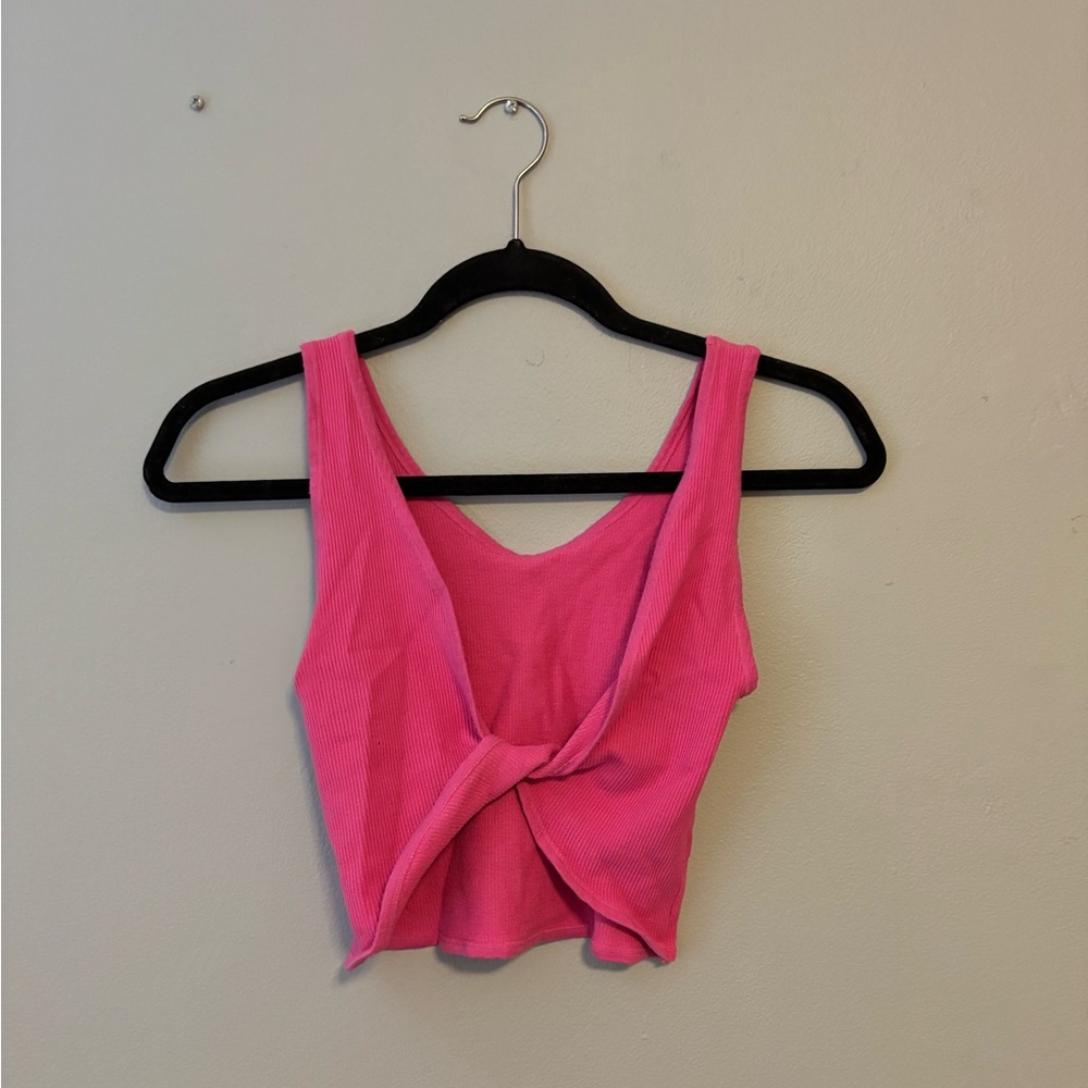 Urban Outfitters Pink Crop Tank Top with Tie Front